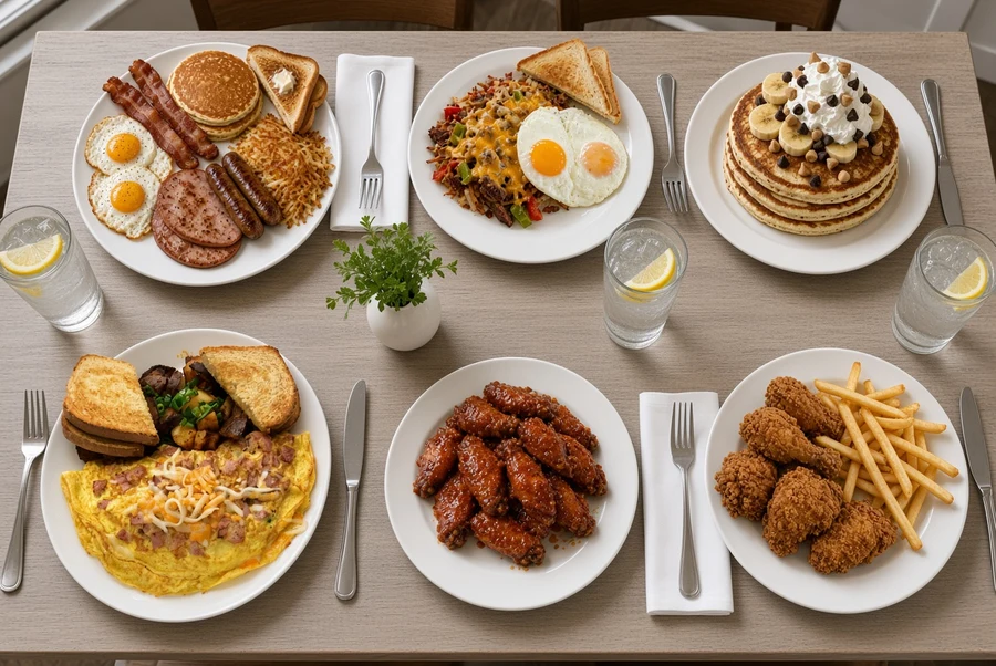 Comfort food plates at Terry's Comfort Food, breakfast restaurant on Main Street in Penticton